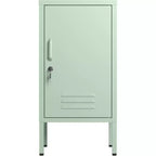 Tavolino Finale in Metallo con Chiusura a Chiave, Anta Singola, 2 Ripiani Regolabili, Mobile Contenitore Moderno Minimalista per Camera da Letto e Soggiorno, Rosa
