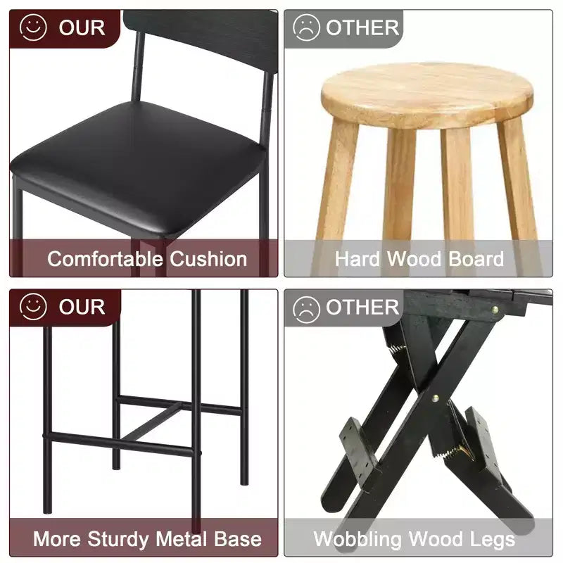 Set da Cucina Tavolo da Pranzo e Sedie per 2 con Scaffale e Sedie Imbottite, Set Tavolo da Bar per Piccoli Spazi Appartamento