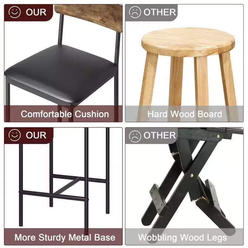 Set da Cucina Tavolo da Pranzo e Sedie per 2 con Scaffale e Sedie Imbottite, Set Tavolo da Bar per Piccoli Spazi Appartamento