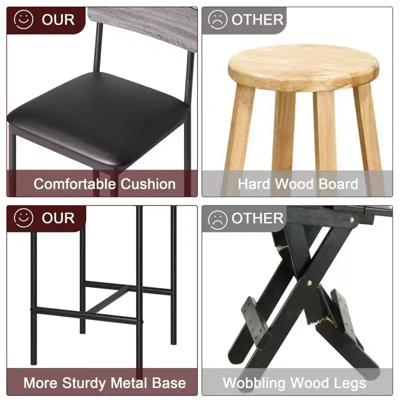 Set da Cucina Tavolo da Pranzo e Sedie per 2 con Scaffale e Sedie Imbottite, Set Tavolo da Bar per Piccoli Spazi Appartamento