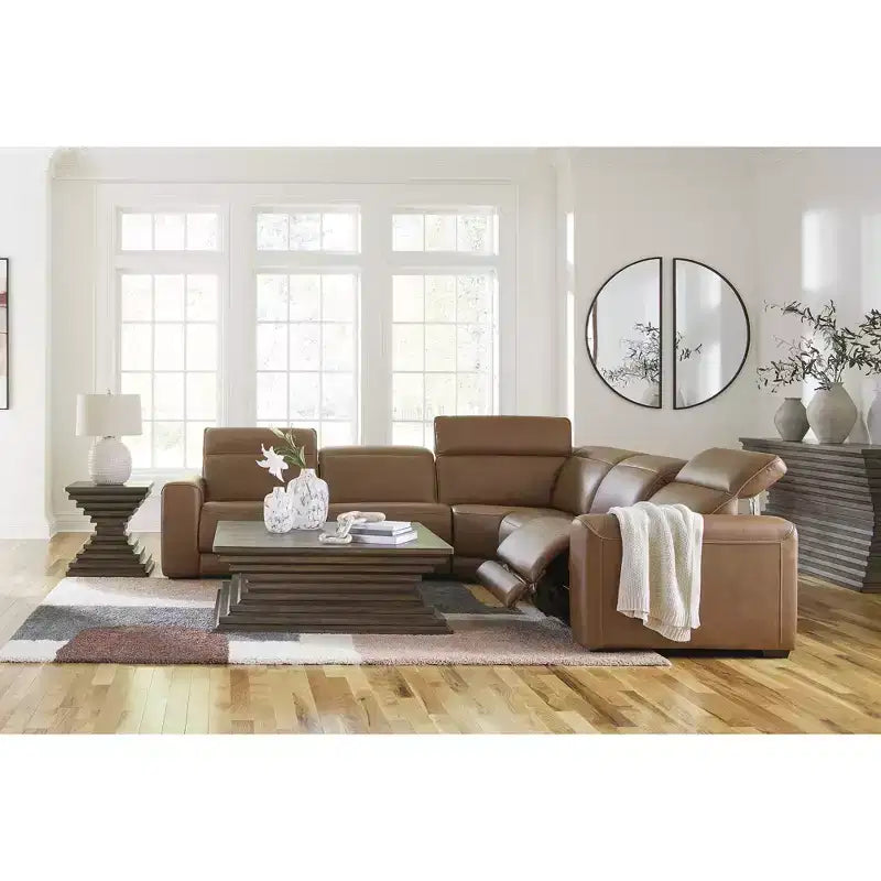 Tavolino contemporaneo - Finitura in rovere smaltato marrone caldo
