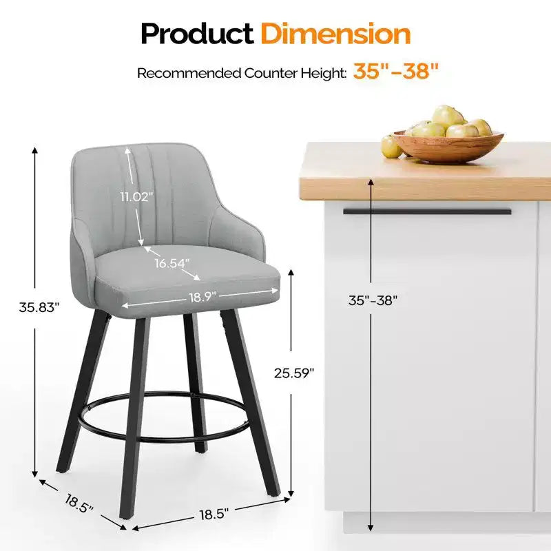 Sgabello da bar moderno con gambe in legno, cuscino imbottito spesso e rotazione a 360°