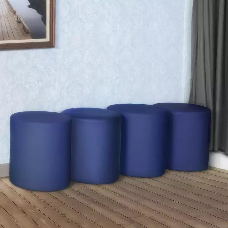Pouf rotondo in vinile Logan (set di 4)