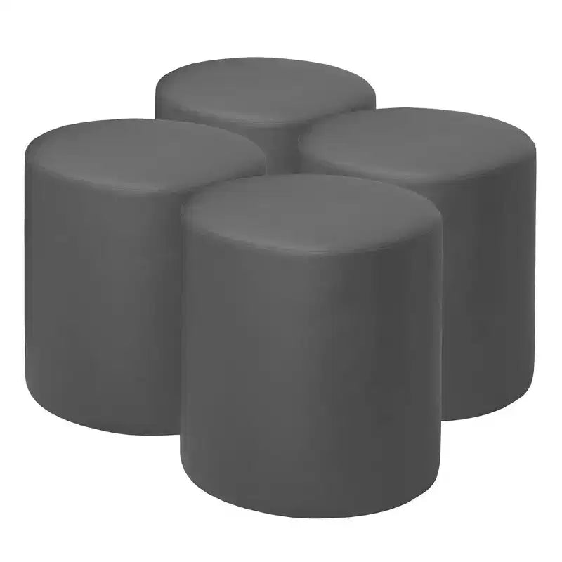 Pouf rotondo in vinile Logan (set di 4)