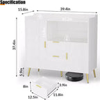 Credenza moderna bianca con 2 cassetti e 2 ante per cucina e soggiorno