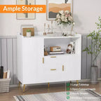 Credenza moderna bianca con 2 cassetti e 2 ante per cucina e soggiorno