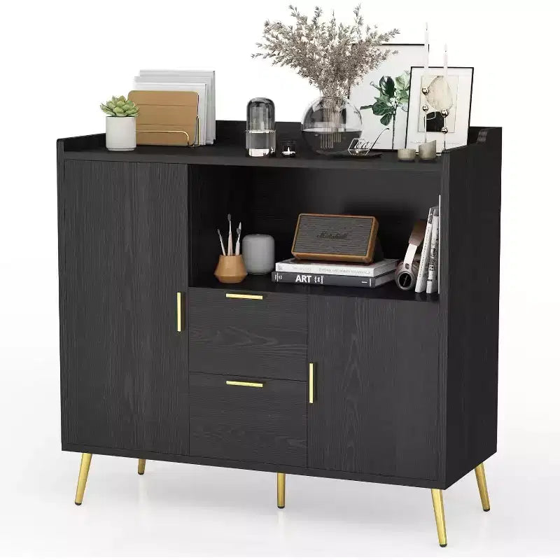 Credenza moderna bianca con 2 cassetti e 2 ante per cucina e soggiorno