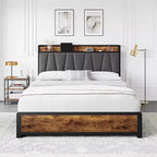 Letto King Size con Struttura a 4 Cassetti Contenitore, Letto a Piattaforma con Testiera Ricaricabile, Robusto e Stabile, Nessun Rumore, Nessuna Rete a Molle Necessaria, Facile da Installare