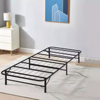 Letto pieghevole moderno, telaio in metallo pieghevole semplice, letto pieghevole alto 14 pollici con spazio sotto il letto, facile da montare, nero