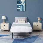 Letto pieghevole moderno, telaio in metallo pieghevole semplice, letto pieghevole alto 14 pollici con spazio sotto il letto, facile da montare, nero