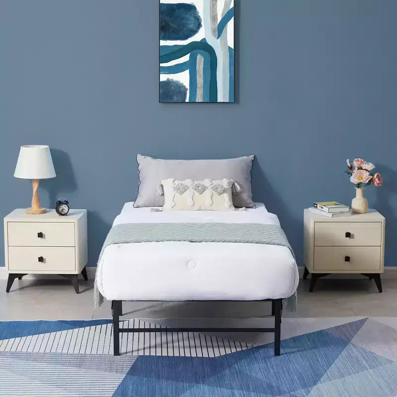 Letto pieghevole moderno, telaio in metallo pieghevole semplice, letto pieghevole alto 14 pollici con spazio sotto il letto, facile da montare, nero