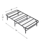 Letto pieghevole moderno, telaio in metallo pieghevole semplice, letto pieghevole alto 14 pollici con spazio sotto il letto, facile da montare, nero