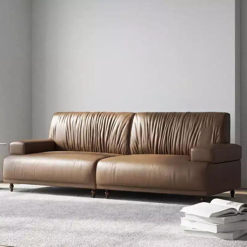 Divano moderno in pelle medievale da 86,4" con struttura e piedini in legno massello