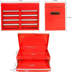 Cassetta portautensili a 5 cassetti su ruote, con ripiano regolabile e carrello organizer portatile staccabile per garage, magazzino, officina, rosso