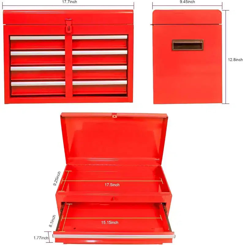 Cassetta portautensili a 5 cassetti su ruote, con ripiano regolabile e carrello organizer portatile staccabile per garage, magazzino, officina, rosso
