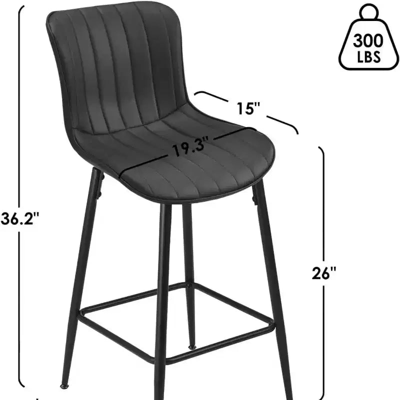 Sgabelli da bar in pelle marrone all'altezza del bancone, set di 2 sgabelli moderni da bancone per sala da pranzo e isole da cucina