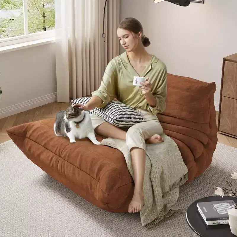 Hand-Tufted 35.4 Bean Bag Chairs, Waterproof Seamless One-Piece Memory Foam Loveseat with 900 lb Capacity for Living Room and Bedroom