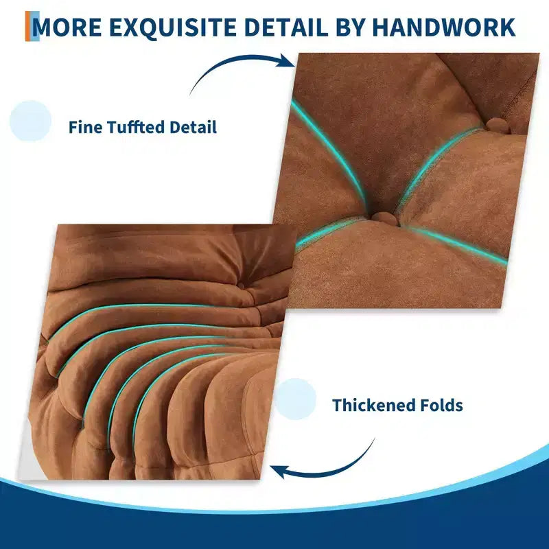 Hand-Tufted 35.4 Bean Bag Chairs, Waterproof Seamless One-Piece Memory Foam Loveseat with 900 lb Capacity for Living Room and Bedroom