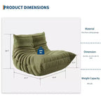 Poltrone a sacco trapuntate a mano da 90 cm, divanetto in memory foam impermeabile senza cuciture con capacità di 408 kg per soggiorno e camera da letto