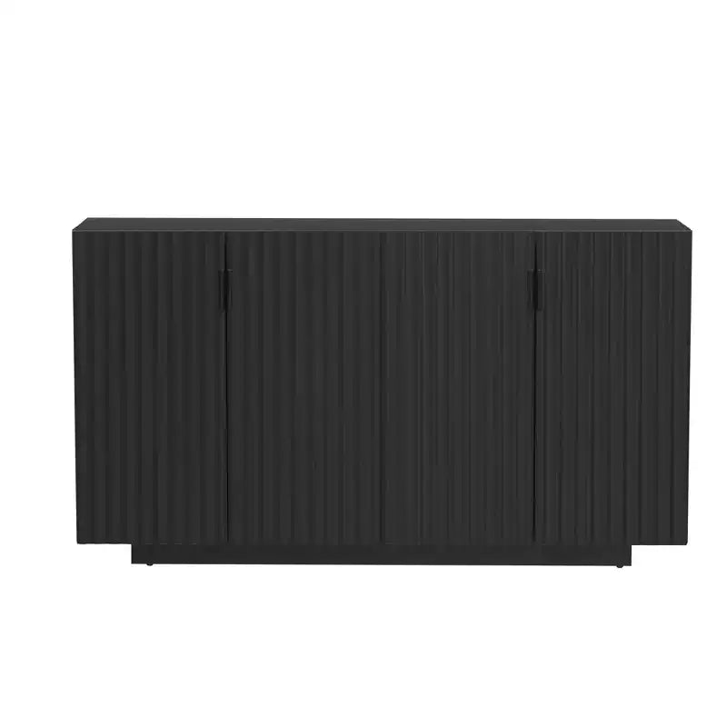 Modern 4-Door Fluted Buffet Sideboard Cabinet with Adjustable Shelves for Dining Room and Living Room