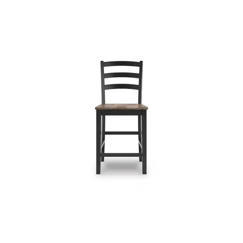 Sgabello da bancone - Sedile in legno massello marrone scuro con telaio nero satinato (set da 2)