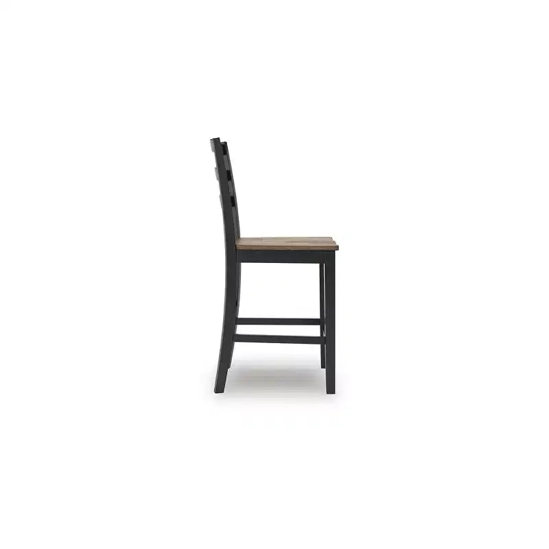 Sgabello da bancone - Sedile in legno massello marrone scuro con telaio nero satinato (set da 2)