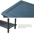 Consolle rustica con ripiano inferiore e armadietto contenitore per soggiorno, blu navy antico