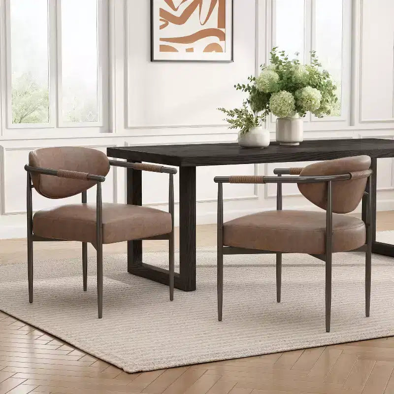 Sedie da Pranzo Moderne Imbottite con Schienale Curvo (Set da 2)