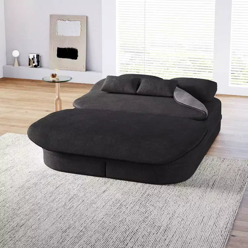 75'' 2-in-1 Foldable Sofa Bed, Convertible Floor Couch with Foam Cushion and Multi Functional Blanket for Living Room Bedroom Studio