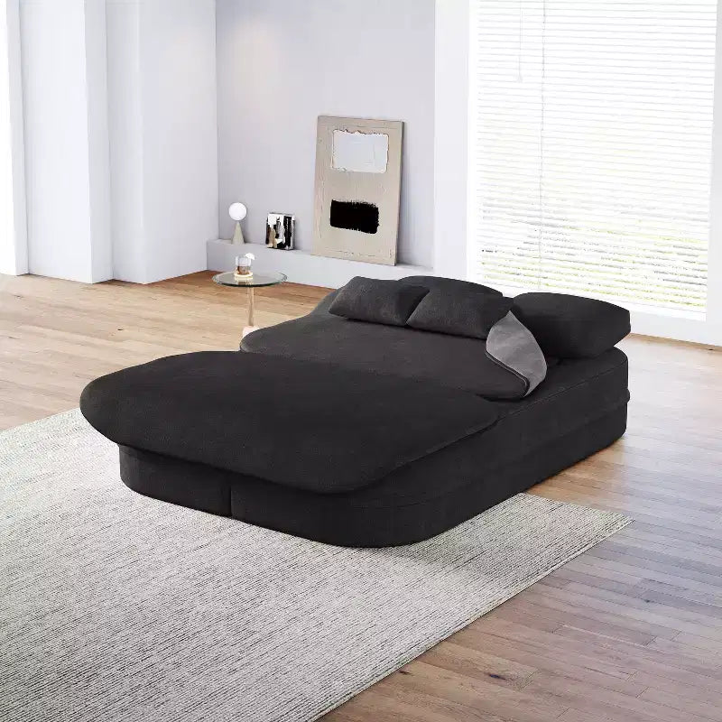 75'' 2-in-1 Foldable Sofa Bed, Convertible Floor Couch with Foam Cushion and Multi Functional Blanket for Living Room Bedroom Studio