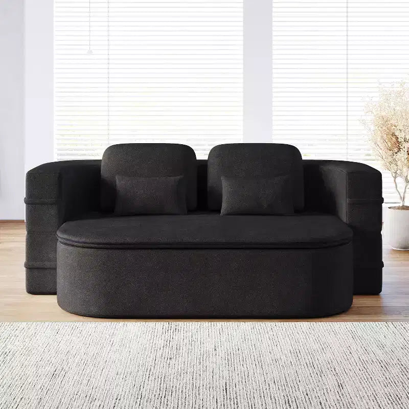 75'' 2-in-1 Foldable Sofa Bed, Convertible Floor Couch with Foam Cushion and Multi Functional Blanket for Living Room Bedroom Studio