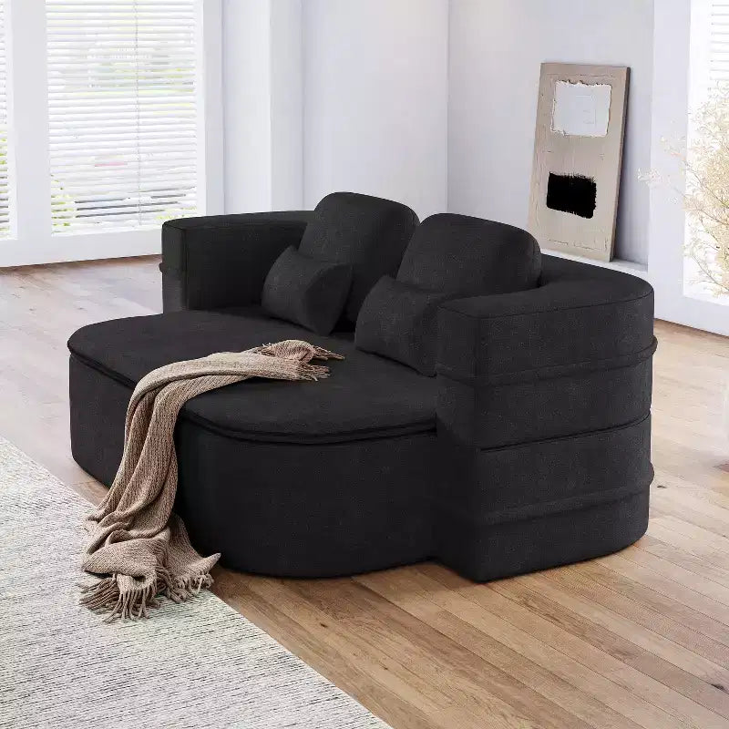 75'' 2-in-1 Foldable Sofa Bed, Convertible Floor Couch with Foam Cushion and Multi Functional Blanket for Living Room Bedroom Studio