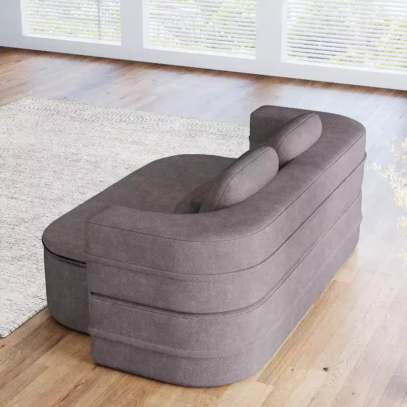 75'' 2-in-1 Foldable Sofa Bed, Convertible Floor Couch with Foam Cushion and Multi Functional Blanket for Living Room Bedroom Studio