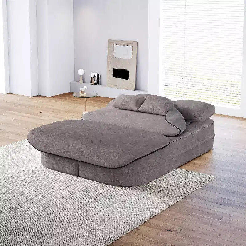 75'' 2-in-1 Foldable Sofa Bed, Convertible Floor Couch with Foam Cushion and Multi Functional Blanket for Living Room Bedroom Studio