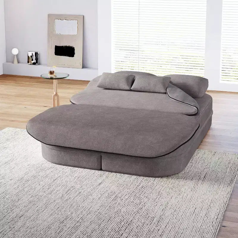 75'' 2-in-1 Foldable Sofa Bed, Convertible Floor Couch with Foam Cushion and Multi Functional Blanket for Living Room Bedroom Studio