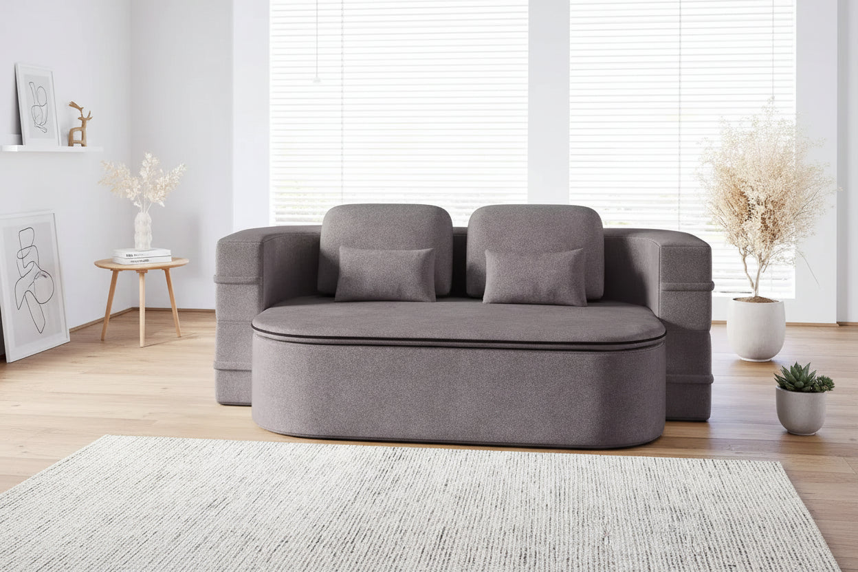 75'' 2-in-1 Foldable Sofa Bed, Convertible Floor Couch with Foam Cushion and Multi Functional Blanket for Living Room Bedroom Studio