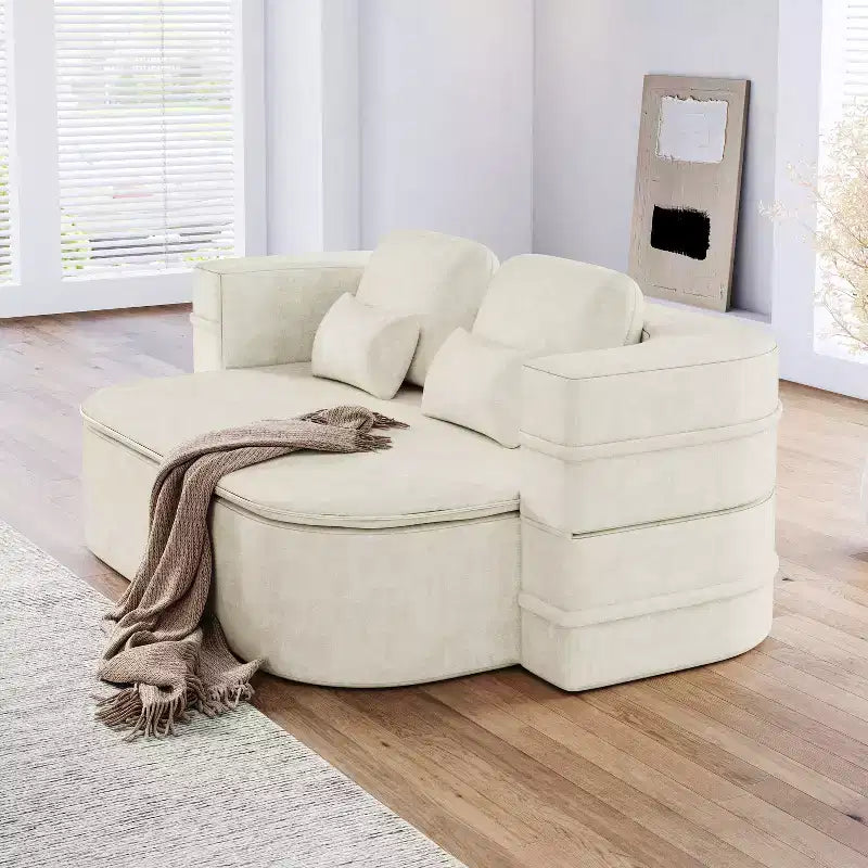 75'' 2-in-1 Foldable Sofa Bed, Convertible Floor Couch with Foam Cushion and Multi Functional Blanket for Living Room Bedroom Studio