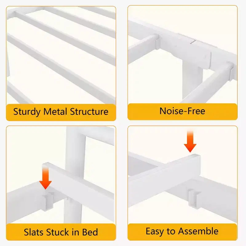Twin Size Metal Bed FrameSturdy Platform with Headboard & Footboard, Steel Slat Support,No Box Spring Needed,Easy Assembly,for Kids