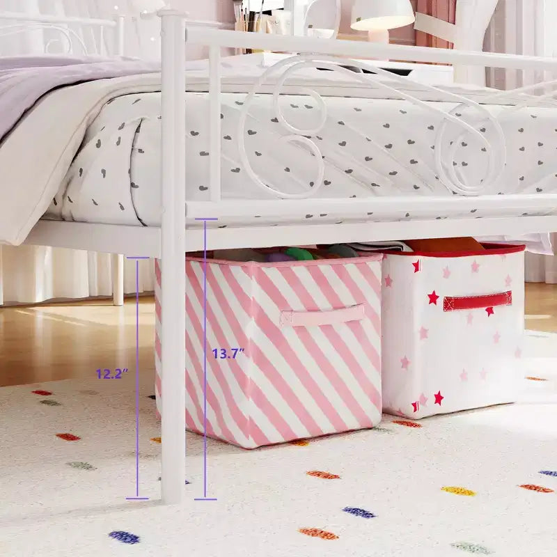 Twin Size Metal Bed FrameSturdy Platform with Headboard & Footboard, Steel Slat Support,No Box Spring Needed,Easy Assembly,for Kids