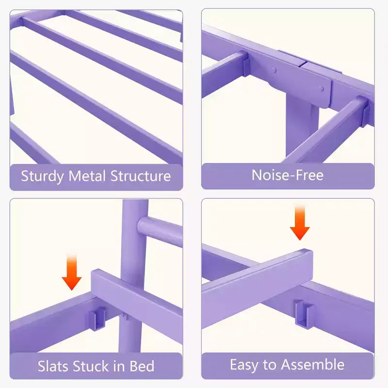 Twin Size Metal Bed FrameSturdy Platform with Headboard & Footboard, Steel Slat Support,No Box Spring Needed,Easy Assembly,for Kids