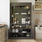72 Mobile Dispensa - Angolo Caffè con Luci LED a 3 Colori, Ampio Spazio di Archiviazione e Ganci a S per Cucina, Sala da Pranzo