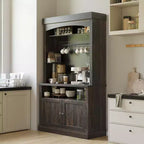 72 Mobile Dispensa - Angolo Caffè con Luci LED a 3 Colori, Ampio Spazio di Archiviazione e Ganci a S per Cucina, Sala da Pranzo