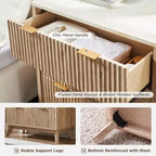 Comodino alto scanalato da 32 pollici, tavolino moderno con ripiano in finto marmo, comodino a 3 cassetti con contenitore, tavolino da notte per camera da letto, soggiorno