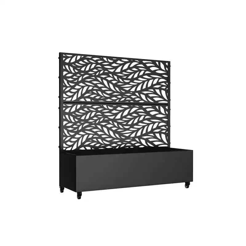 Fioriera con traliccio in ferro nero a persiana classico Helen Street 01 Stile combinato 72x47x16in Set da 3 pezzi