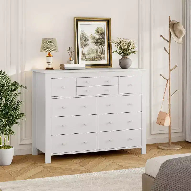 47" Wide Wooden Dresser – Black / White, Multi-Room Storage for 1–2 Users