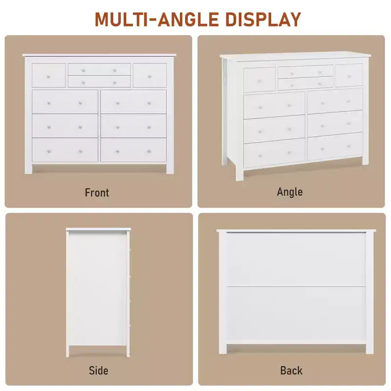 47" Wide Wooden Dresser – Black / White, Multi-Room Storage for 1–2 Users