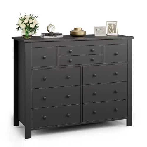 47 Wooden Wide Chest of Drawers for Bedroom, Long Dresser TV Stand for Nursery, Living Room, Hallway